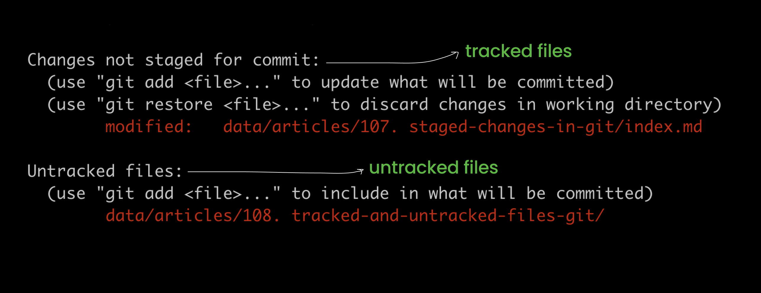 Git status showing tracked and untracked files