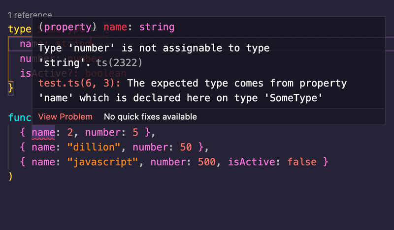 Type error of number string