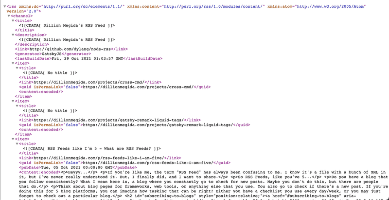 RSS Feed example of dillionmegida.com