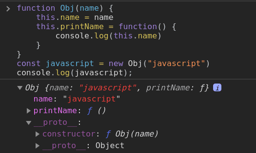 Illustrating the relationship between javascript and the constructor function of the prototype property in Obj